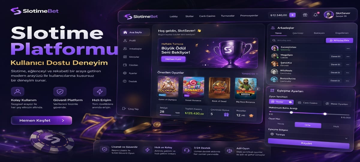 Slotime platform kullanıcı odaklı tasarım arayüz kapak